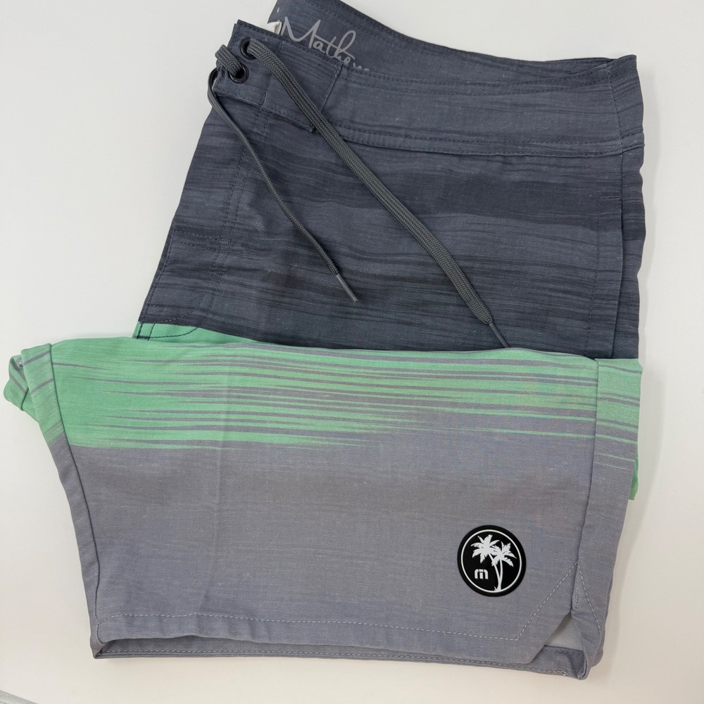 Travis Mathew Board Shorts Men's 38 Striped‎ Swim Trunks 9" Inseam